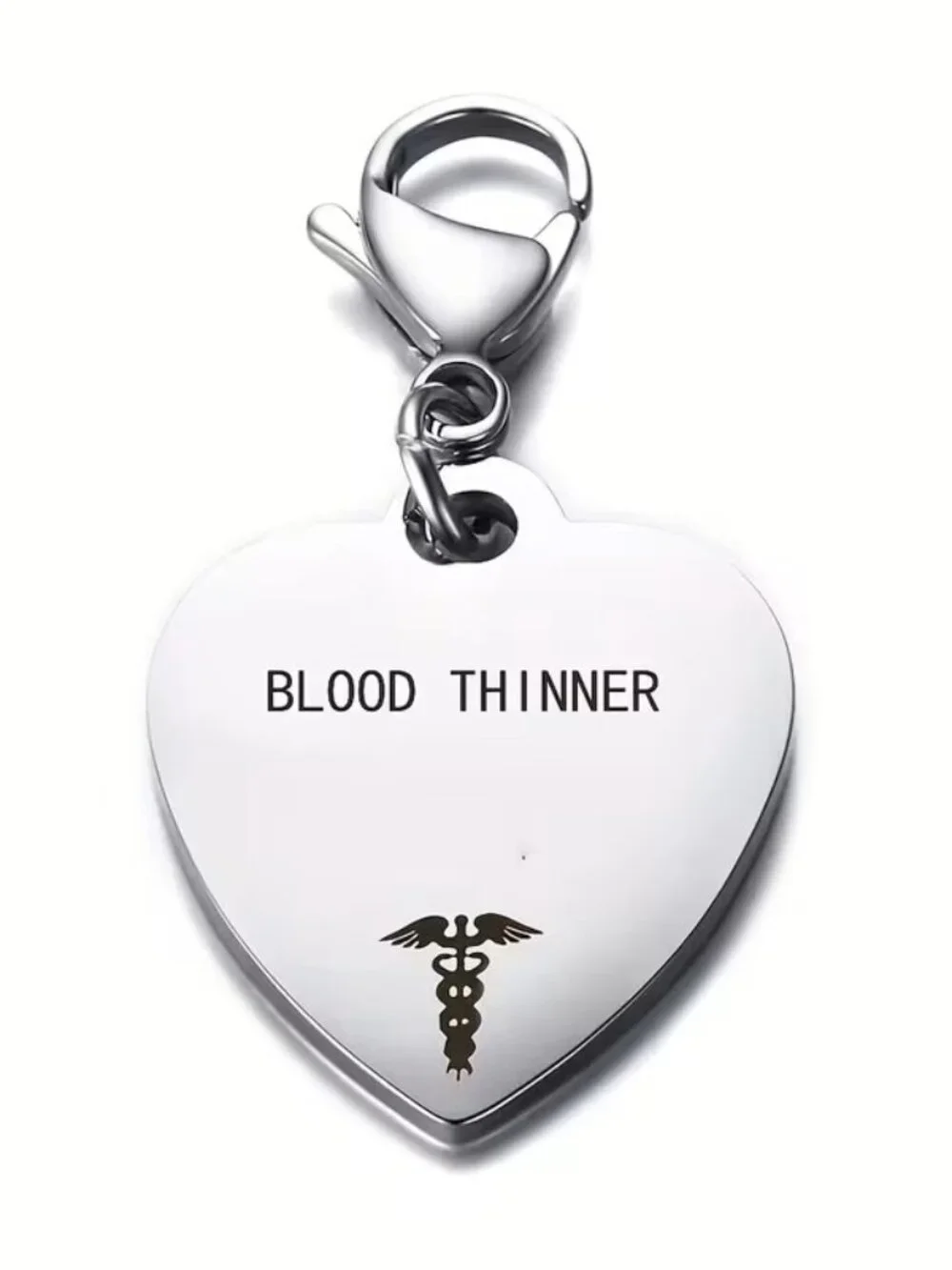 Blood Thinner Medical Alert Heart Charm Emergency ID Bracelet Pendant